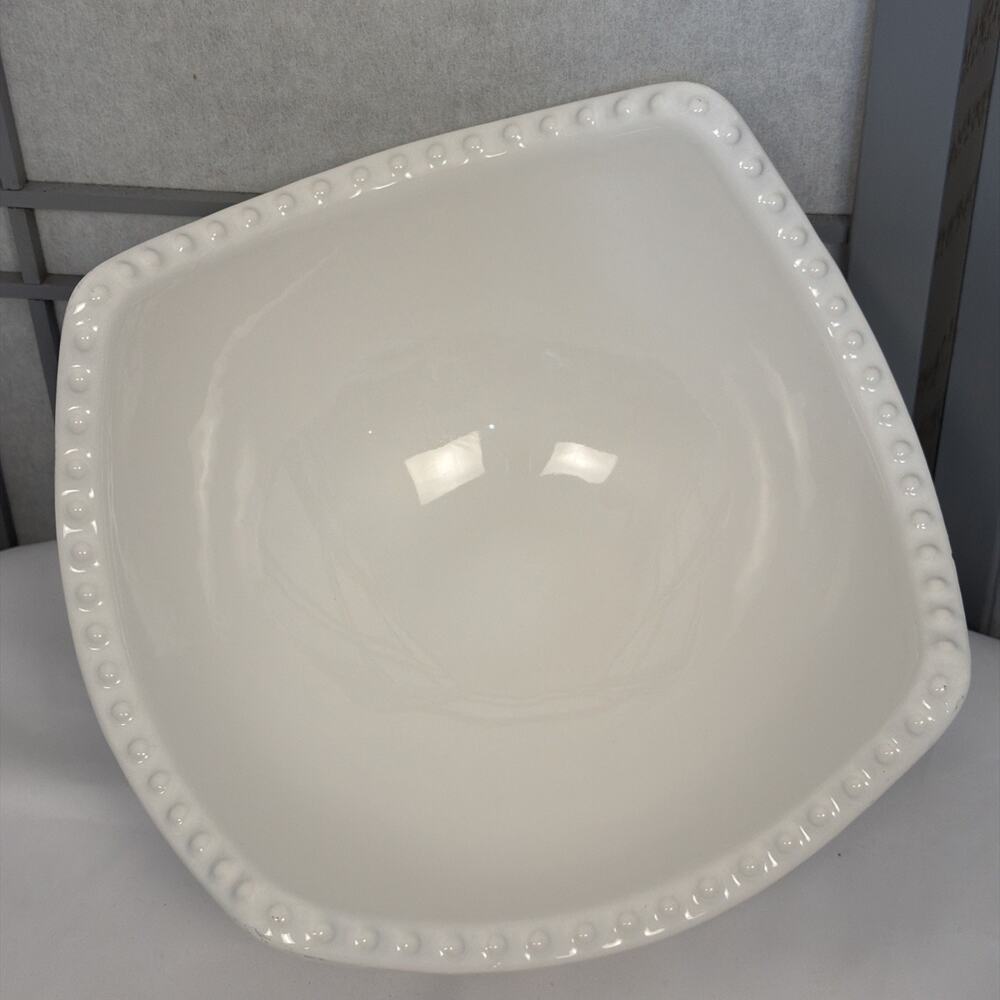 CERIART Made In Portugal Large White 4 Corner Square 10” Serving Bowl - READ